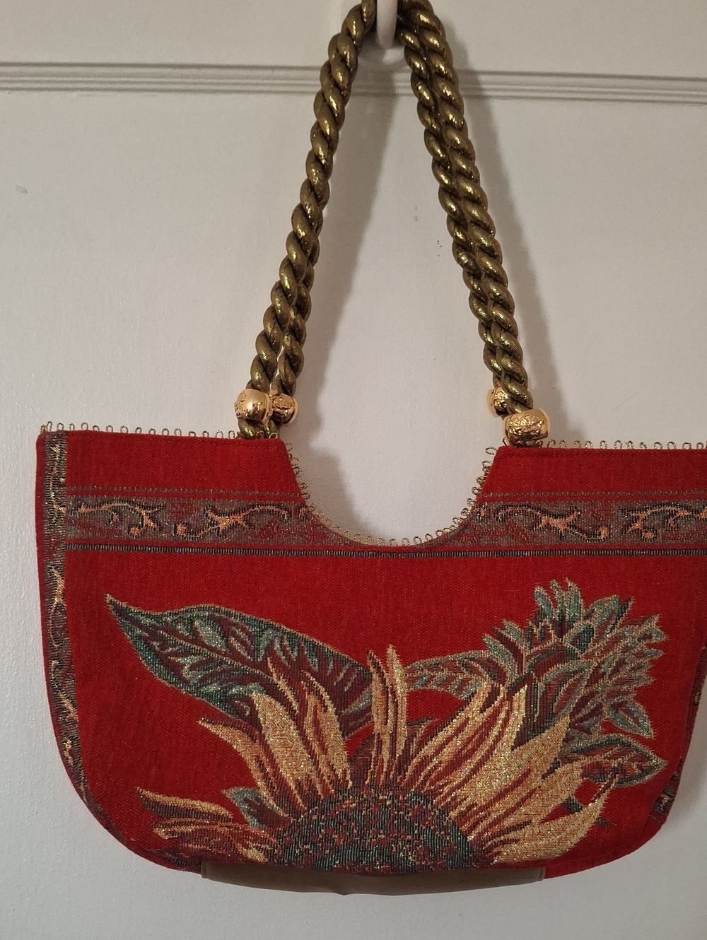 Woven Sunflower Tote Bag - Red
